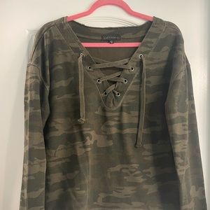 Sanctuary camo lace up sweatshirt